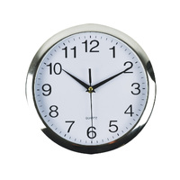 Italplast Round Wall Clock 26cm Chrome Trim