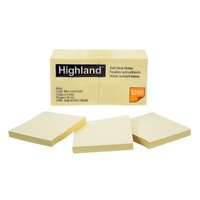 Highland 6549 Self-Stick Notes 76x76mm Yellow Pack 12