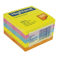 Highland 6549-5A Self-Stick Notes 73x73mm Assorted Bright Colours Pack 5
