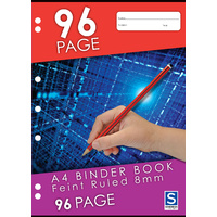 Binder Book A4 8mm Ruled 96 Page Pack 10