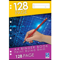 Binder Book A4 8mm Ruled 128 Page Pack 10