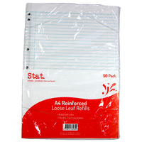 Stat Loose Leaf Reinforced Refills A4 Ruled Pack 50