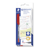 Staedtler 430 Stick Ballpoint Pen Medium Red Box 10