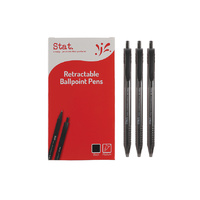 Stat Retractable Ballpoint Pen Medium 1.0mm Black Box 12