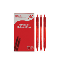 Stat Retractable Ballpoint Pen Medium 1.0mm Red Box 12