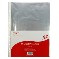 Stat Sheet Protectors A4 Lightweight Clear Pack 20