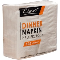 Capri Dinner Napkin 2 Ply White QTR Fold Sleeve 125