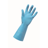 Merrishine Rubber Gloves Silver Lined Large Blue Carton 12 Pairs