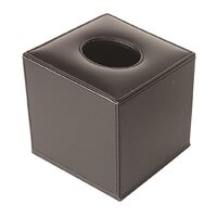 Premium Leatherette Tissue Box Cover Square Cube Style Black