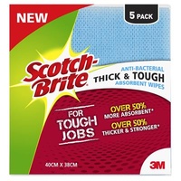 Scotch-Brite Antibacterial Thick & Tough Wipes Pack 5